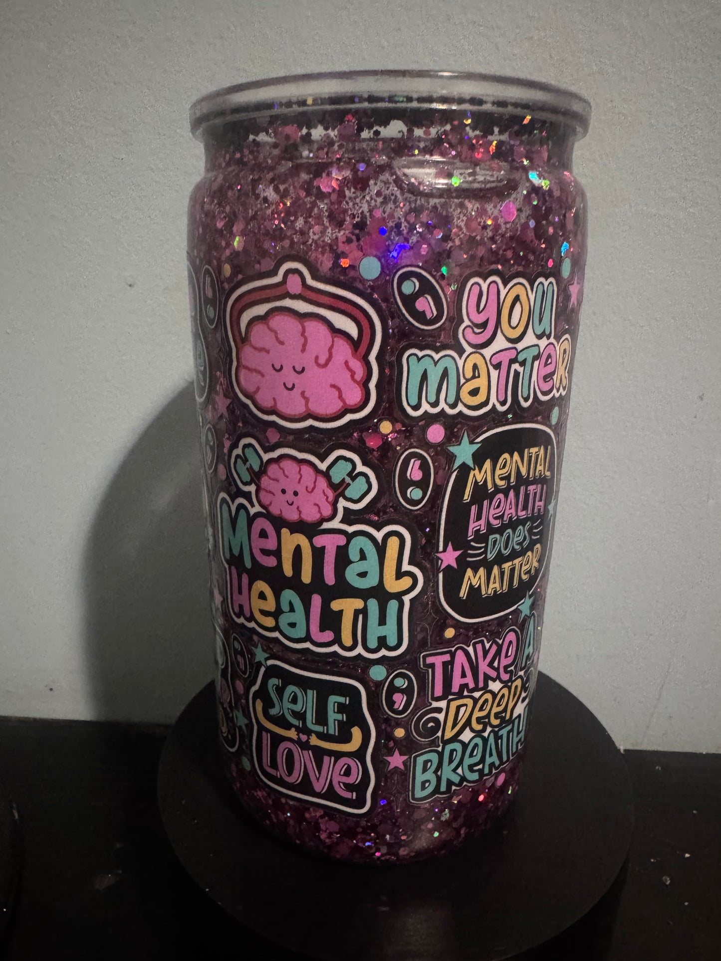 𩵠16oz āMental Health Mattersā Snow Globe Tumbler š©µ
