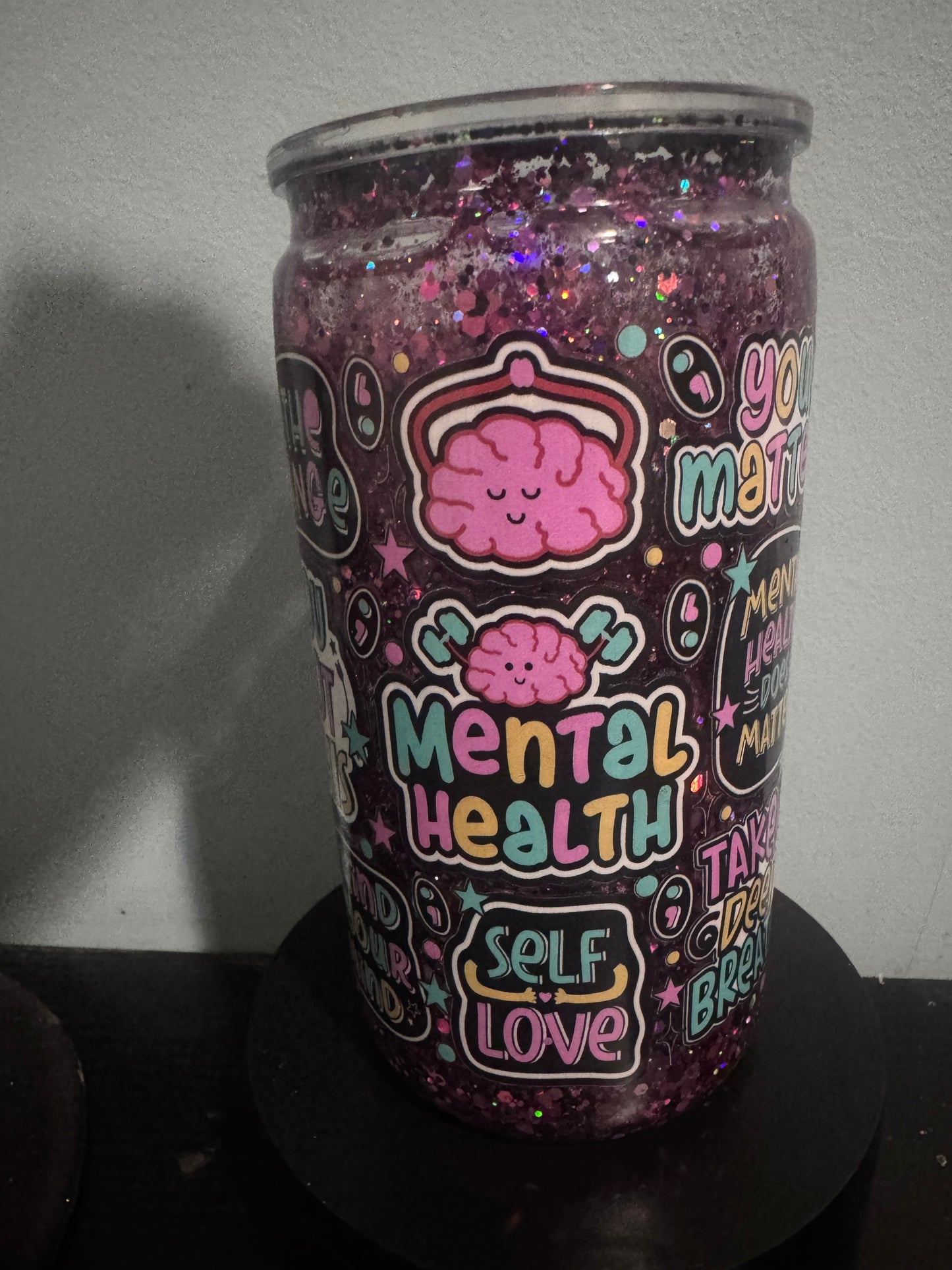 𩵠16oz āMental Health Mattersā Snow Globe Tumbler š©µ
