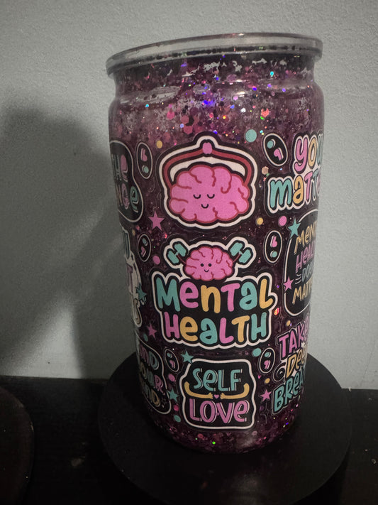 🩵 16oz “Mental Health Matters” Snow Globe Tumbler 🩵