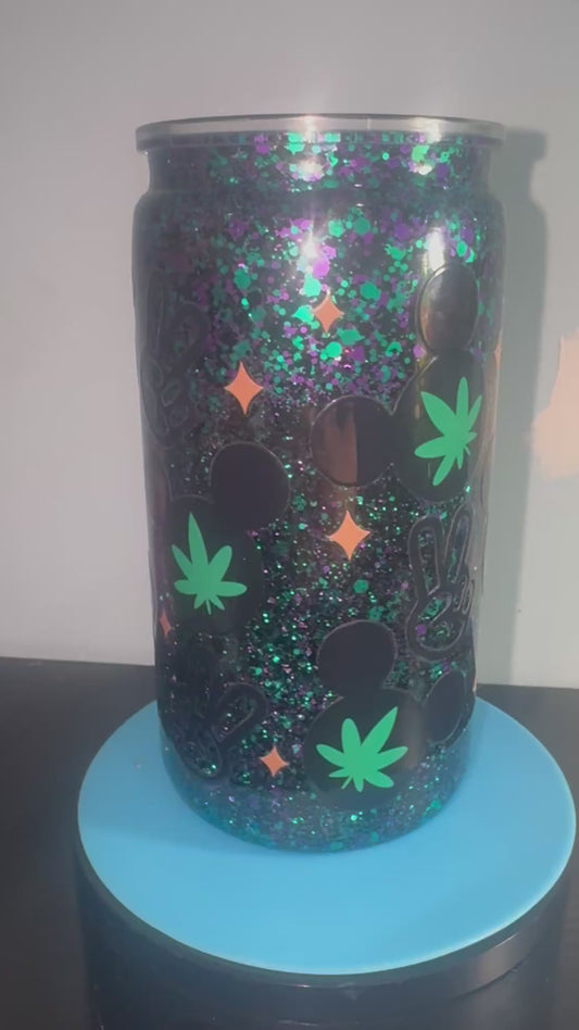🌿 16oz “Don’t Panic, It’s Organic” Mickey Mouse Snow Globe Tumbler ✨